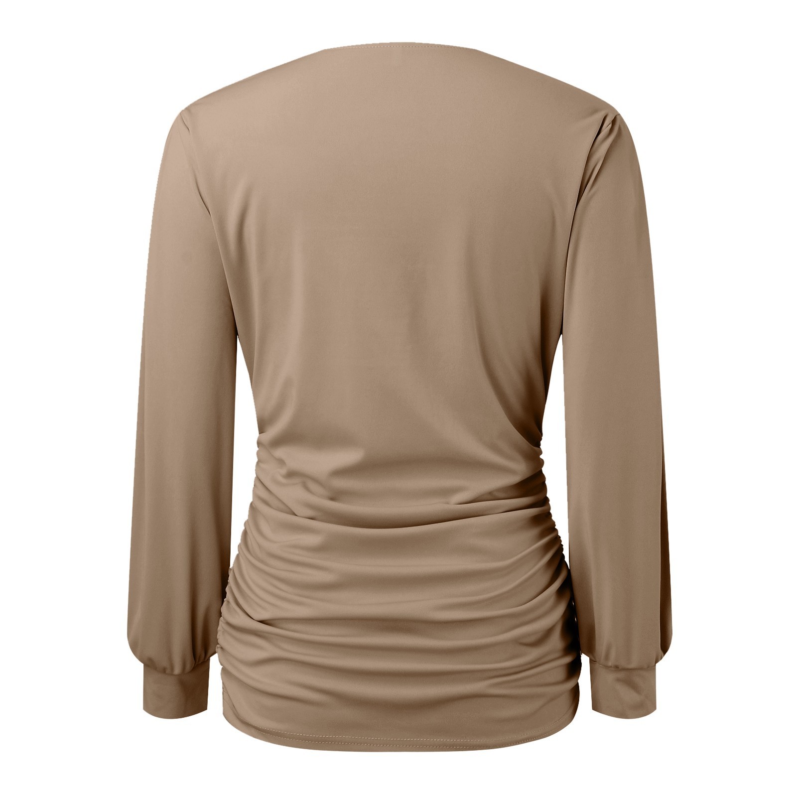 thumbnail image 5 of Blusa de manga larga con cuello en V para mujer: camisa estampada elegante, poliéster/spandex, moda otoño/invierno, tallas US 4-22, contorno de pecho 94-118 cm., 5 of 5